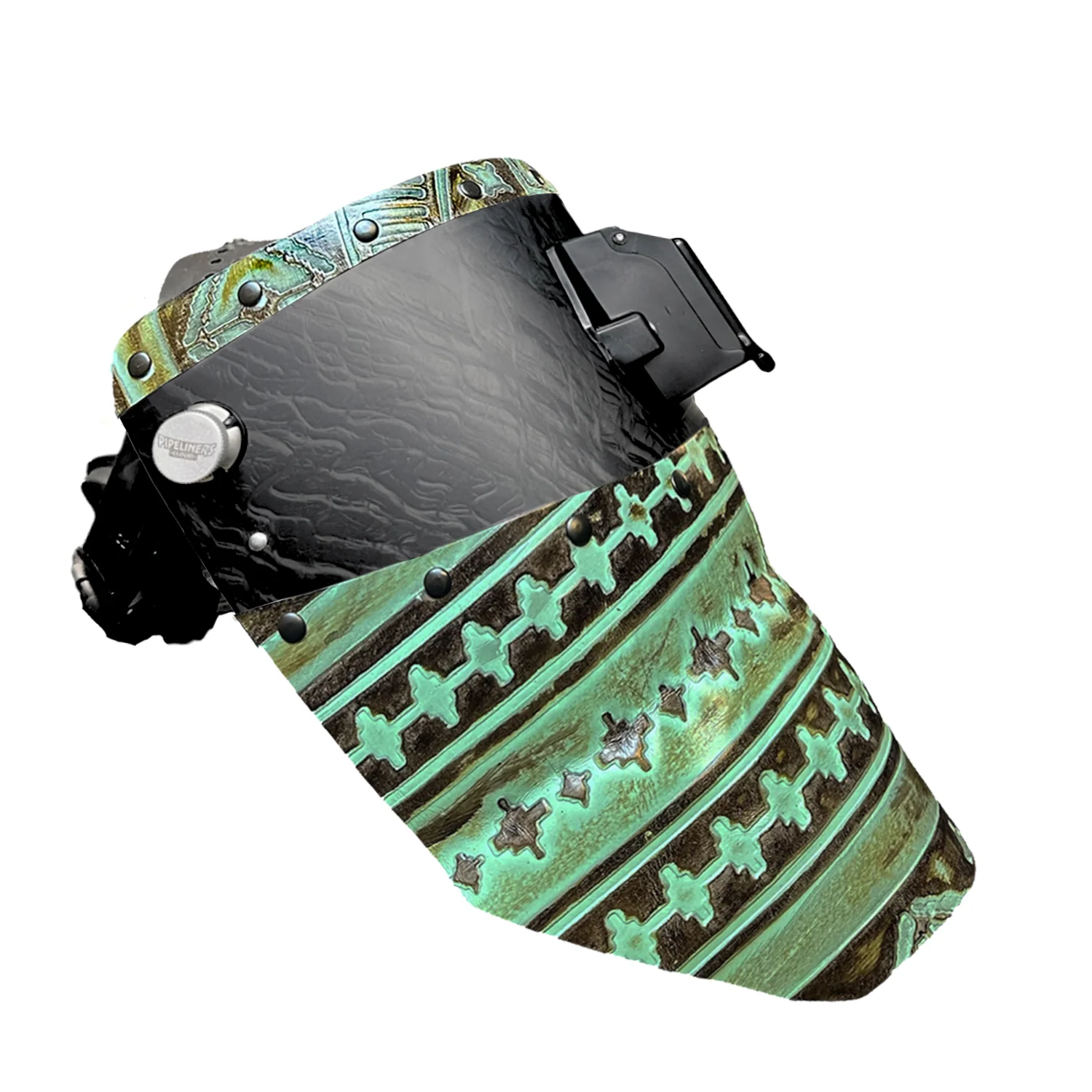 Corn Silk Carbon Fiber Chopped Top & Bottom Leather Welding Hood - Image 4